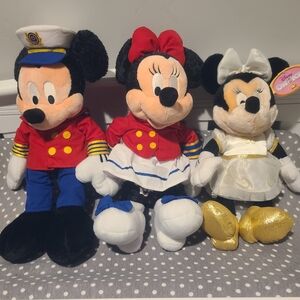 NWT Disney 18" Plush LOT Cruise Line Captain Mickey & Minnie DCL & Minnie On Ice